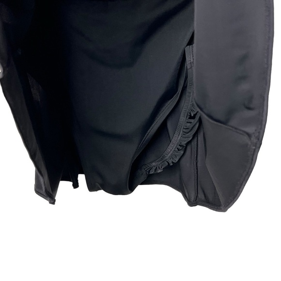 Longitude Skirted Swim Dress Size 10 Black Blue Print Long Torso Straight Back - Picture 11 of 13